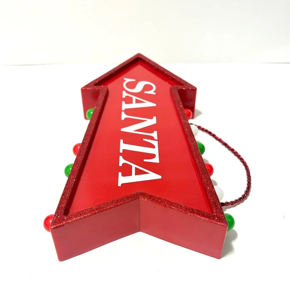 Target LED Marquee Arrow Santa Christmas Light Up Sign Red Glitter 2016 Decor